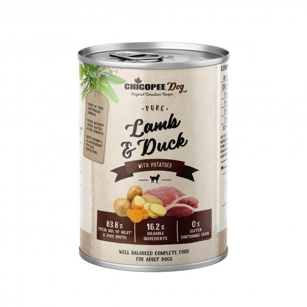 CHICOPEE ADULT čisté jehněčí, kachna, brambory pro psy 400 g