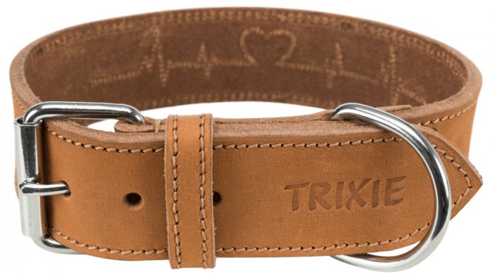 Rustic kožený obojek Heartbeat - hnědá L-XL:55-65cm/40mm