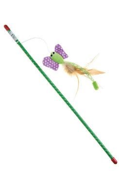 Hračka kočka hůlka s motýlem 47 cm