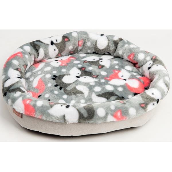 Pelech dr.savec ovál L, fleece lišky 35x30cm