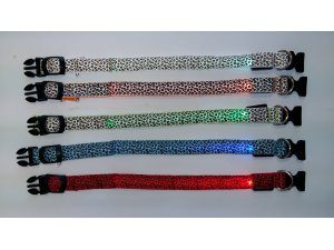 Obojek nylon LED SVĚTELNÝ ZDROJ - ZELENÝ velikost S