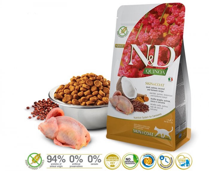 N&D Quinoa CAT Skin & Coat Quail & Coconut 5kg