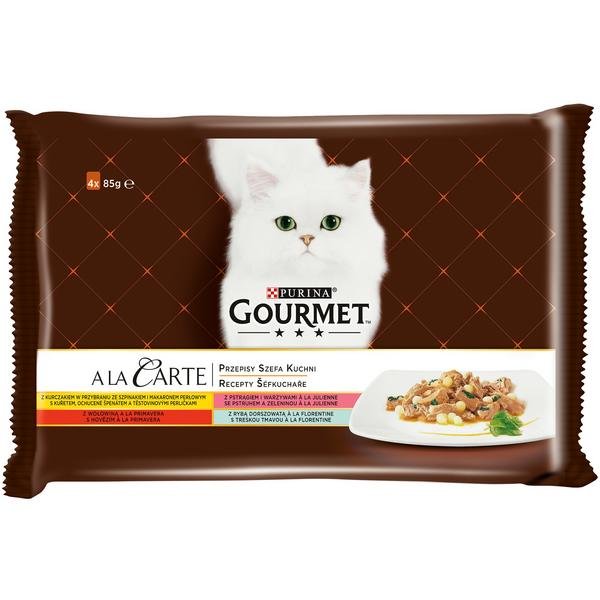 Gourmet A la Carte kuře, hovězí, pstruh, tmavá treska 4 x 85g