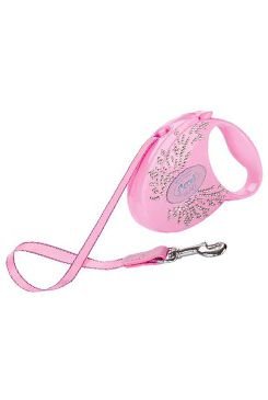 Vodítko FLEXI GLAM Wings S pás 3m/12kg růžová