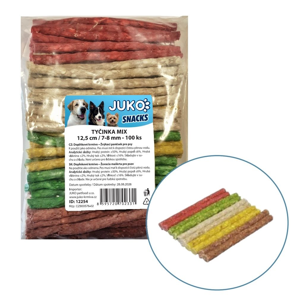 Tyčinka mix SMARTY 12,5 cm, 7 - 8 mm (100 ks)
