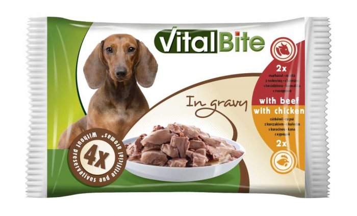 VitalBite kapsa pes 4-pack 85g hovězí+kuřecí