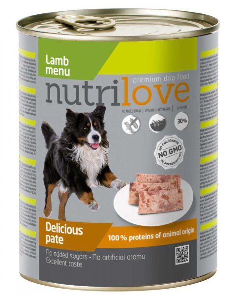 Nutrilove pes jehněčí paté, konzerva 800 g