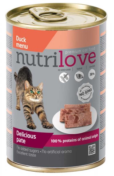 Nutrilove kočka paté kachní 400g