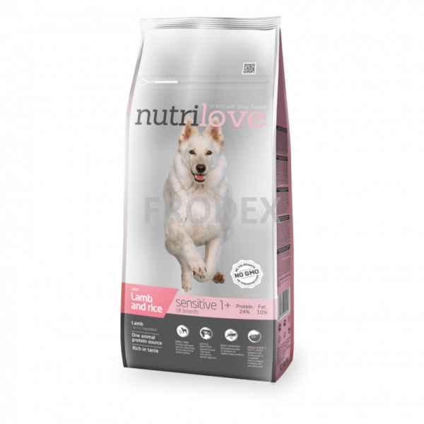 Nutrilove pes Sensitive jehněčí a rýže, granule 12 kg