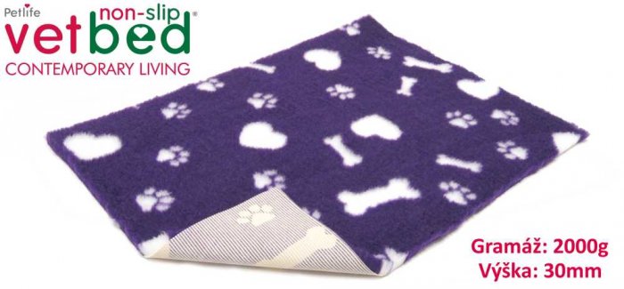 Vetbed protiskluz/Drybed Fialová-motivy Role 10x1,5m 2000g,30mm