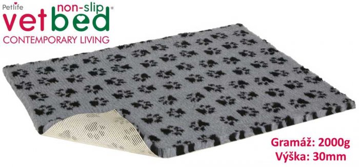 Vetbed protiskluz/Drybed Šedá-packy 100x75cm 2000g,30mm