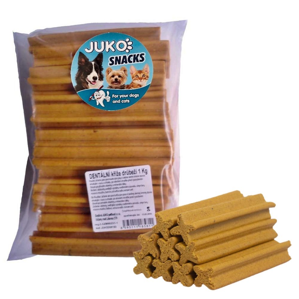 Dentální kříž drůbeží JUKO Snacks 1 kg (cca 45 ks)