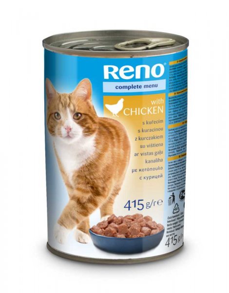 RENO Cat kousky kuře, konzerva 415 g