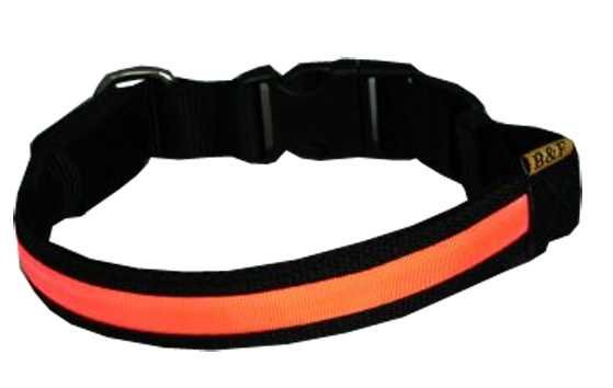 Svítící obojek Popruh 25x36-45cm ORANŽOVA B&F