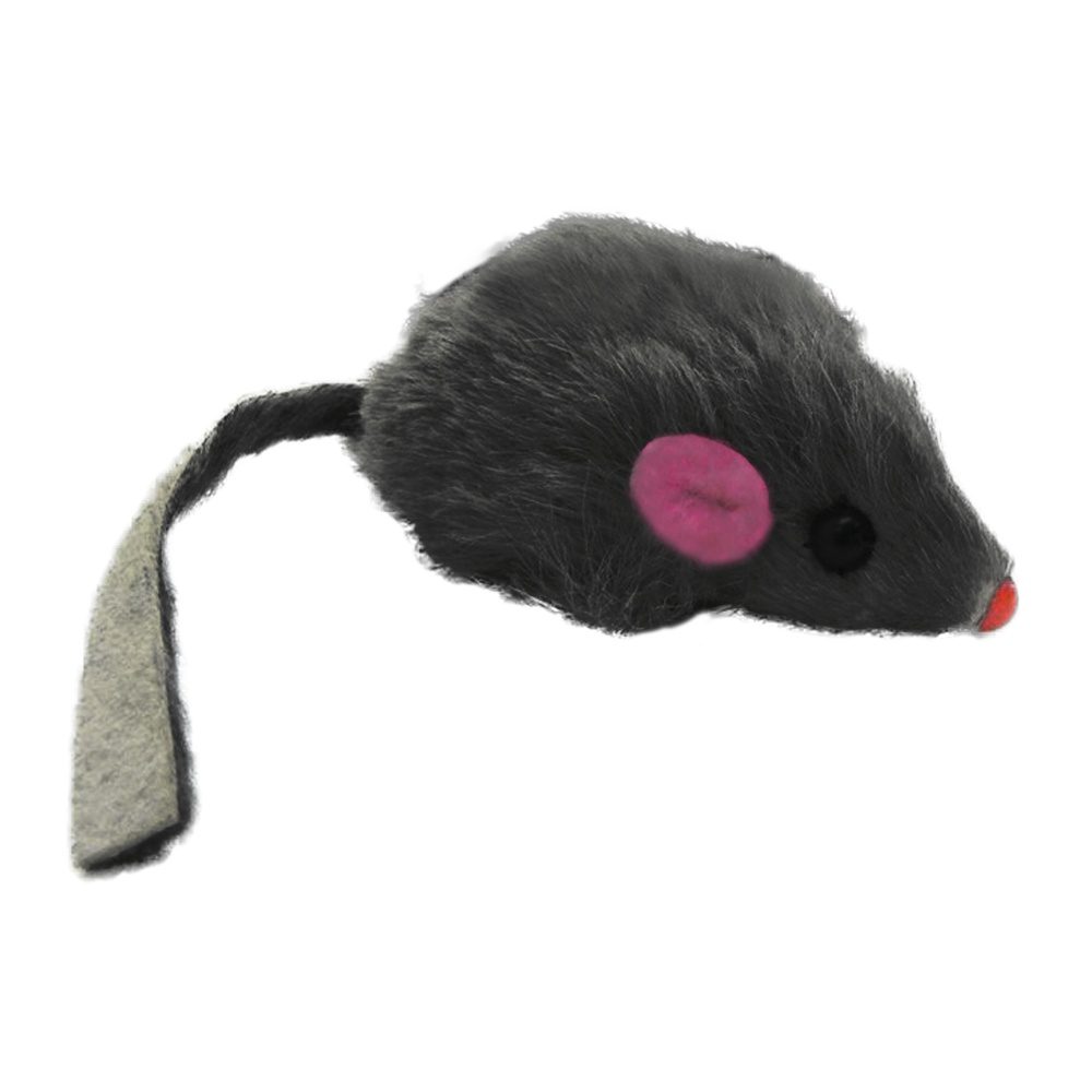 Myš s kožešinou, šedá chrastící 5cm