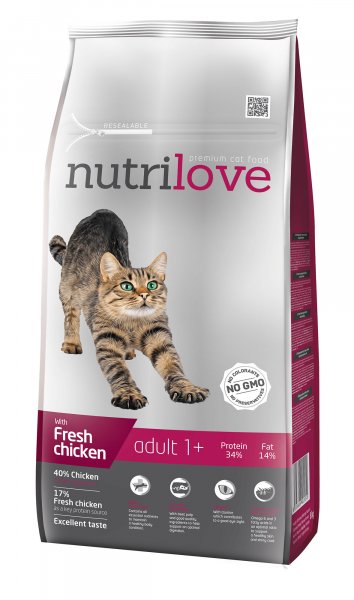 Nutrilove kočka granule ADULT fresh kuřecí 8kg