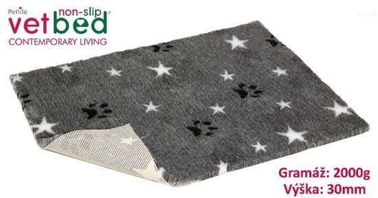 Vetbed protiskluz/Drybed Šedý hvězda s packou role 10 x 1,5 m, vlas 30 mm