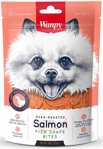 Wanpy Dog Salmon Fish Shape bites 100g