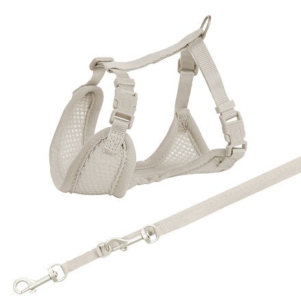 JUNIOR SOFT postroj s vodítkem pro štěňata, S-M: 26-34 cm, 2 m, světlešedá
