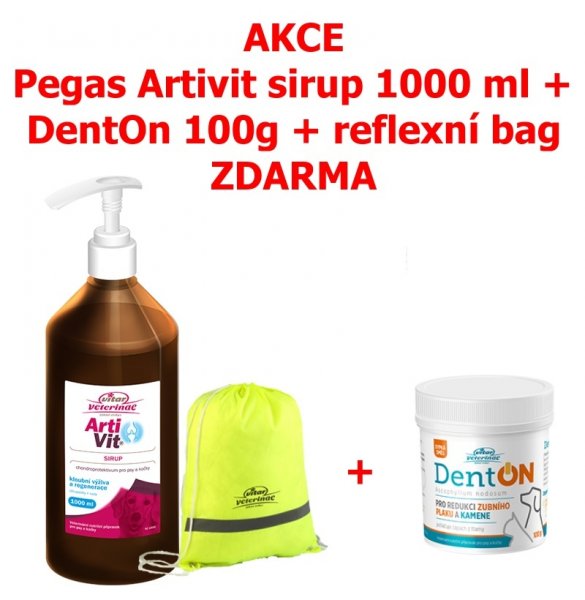 Vitar veterinae Artivit Sirup 1000ml s dávkovačem-BALÍČEK:DÁREK DentOn+Bag