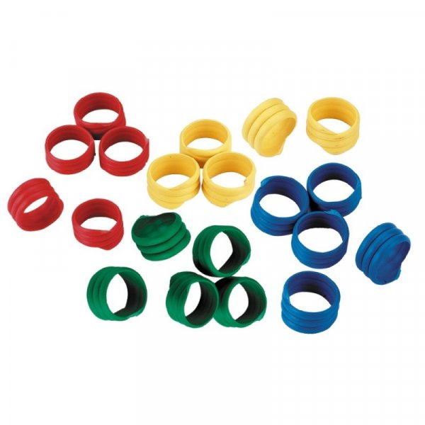 Kroužky na slepice, spirálové, 4 barvy, 16 mm / 100 ks