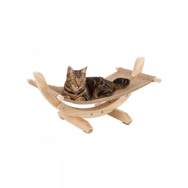 Lehátko houpací SIESTA II, lněná houpačka pro kočky 61x37x29 cm