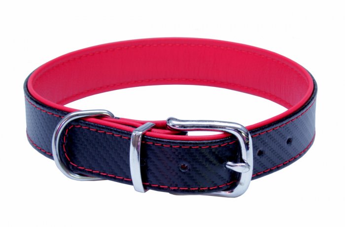 Kožený obojek CARBON - 04132 červená 32x59, 32x45-54