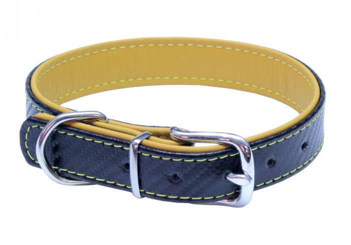 Kožený obojek CARBON - 04133 žlutá 32x66, 32x52-61