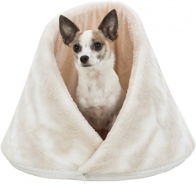 NELLI plyšová jeskyňka, na zip odepínací okraje,  ø 43 × 35 cm, béžová