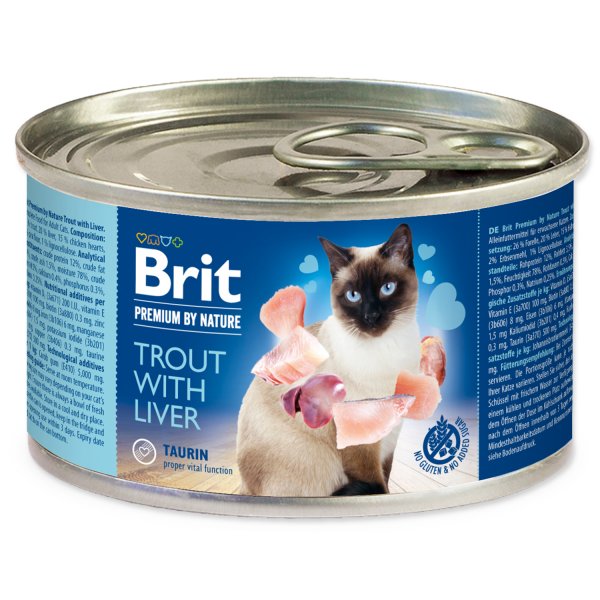 Brit Premium by Nature Cat konz. Trout with Liver 200 g