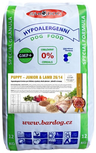 BARDOG Puppy - Junior Lamb 12 kg