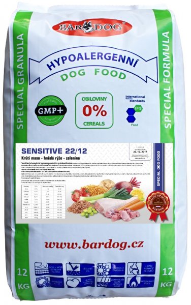 BARDOG Sensitive 22/12 Ultra prémium 12 kg