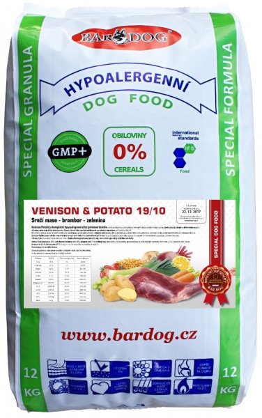BARDOG VENISON & POTATO - Srnčí maso -brambor - zelenina 12 kg