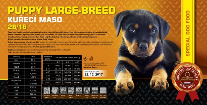 BARDOG PUPPY Large & Breed 28/16 kuřecí maso velká plemena 4 kg