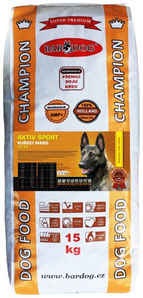 BARDOG AKTIV – SPORT 32/22 kuřecí maso pro všechna plemena 15 kg