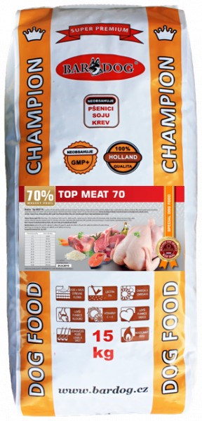 Bardog granule lisované za studena Top Meat 70% 15kg