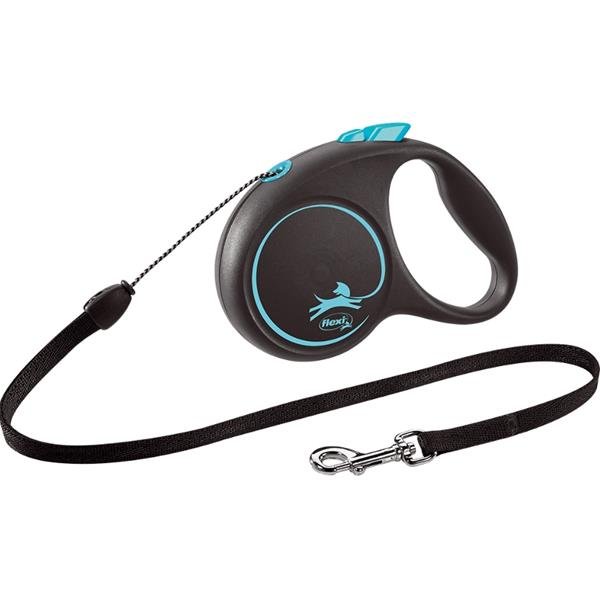 Vodítko FLEXI Black Design S lanko 5m/12kg modrá NEW
