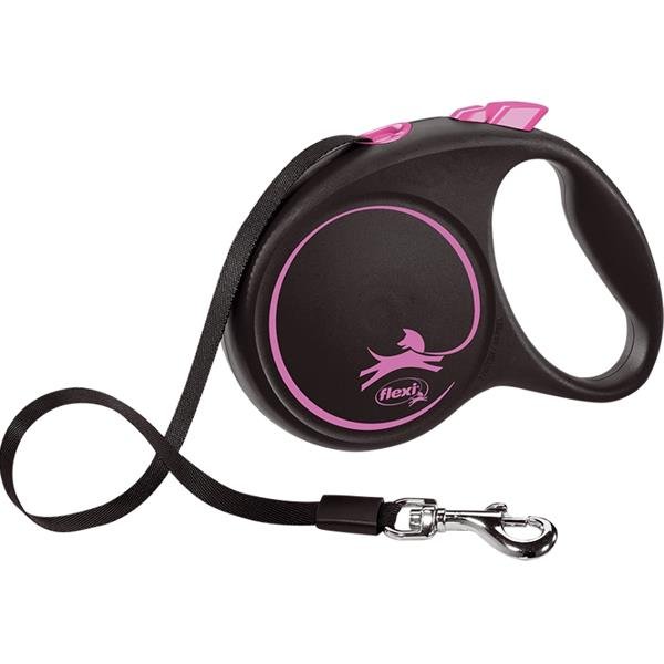 Vodítko FLEXI Black Design M pásek 5m/25kg růžová NEW