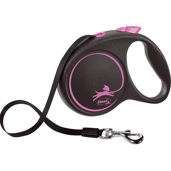 Vodítko FLEXI Black Design L pásek 5m/50kg růžová NEW