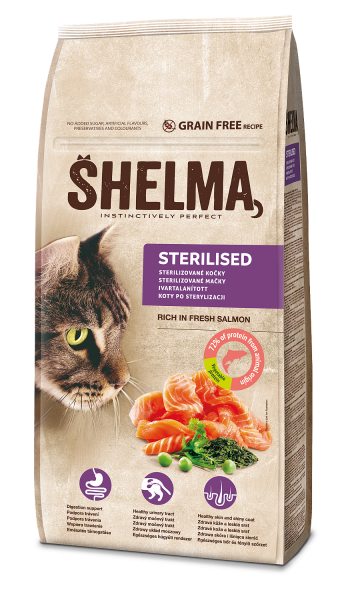 SHELMA Cat Sterilised Salmon GF 8 kg