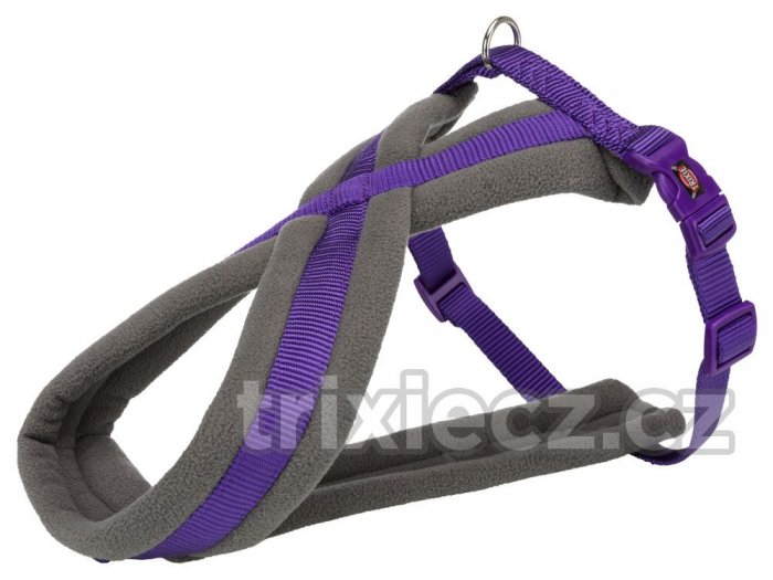 Nylonový postroj PREMIUM podšitý - fialový L-XL:hruď:70-110cm/25mm
