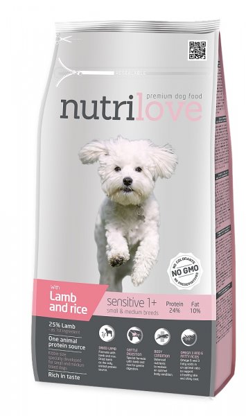 Nutrilove pes Sensitive Small Breed jehněčí, granule 1,6 kg