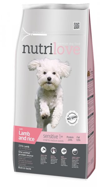 Nutrilove pes Sensitive Adult Small & Medium jehněčí, granule 8 kg