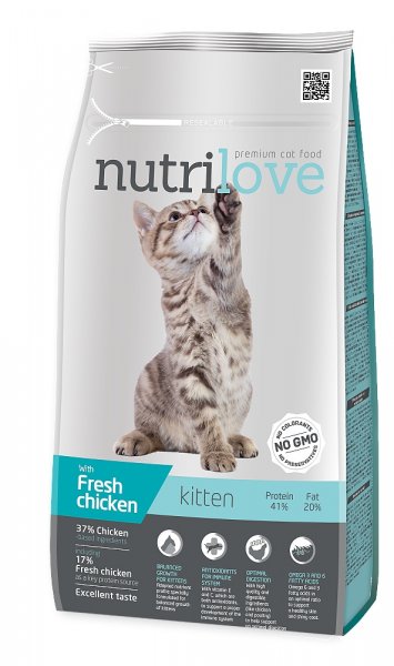 Nutrilove kočka Kitten fresh kuřecí, granule 1,4 kg