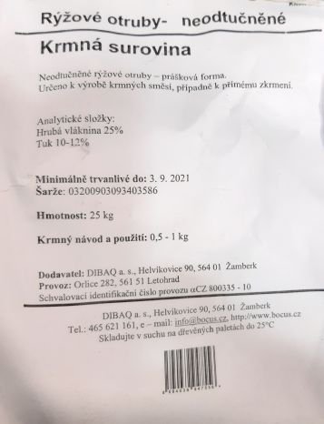 Rýžové otruby - 25kg - otruby v práškové formě