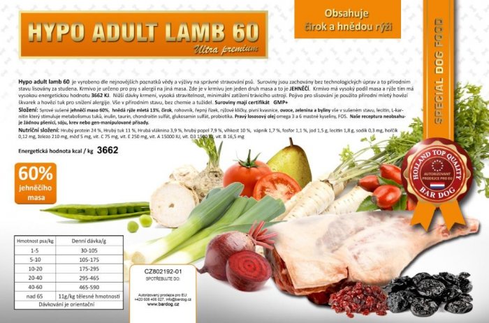 Bardog Hypo adult lamb 24/11 4kg