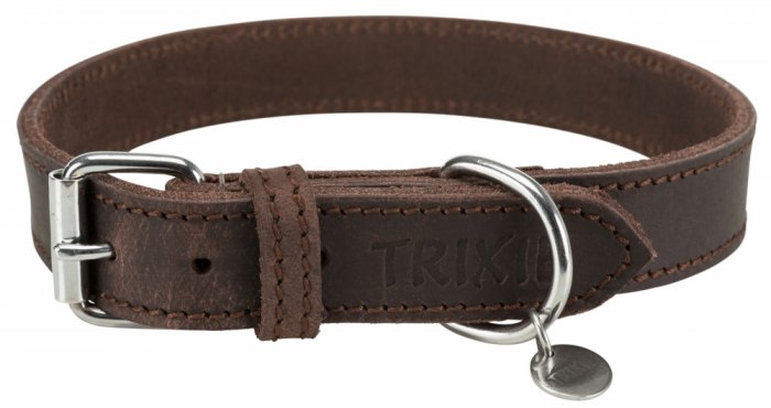 Kožený obojek RUSTIC, M-L: 42-48 cm/ 25 mm, tmavě-hnědá