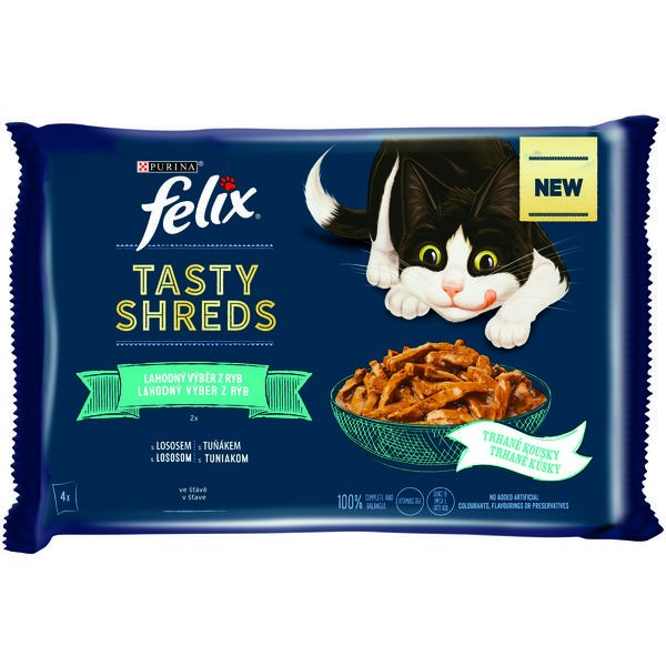 Felix TASTY SHREDS výběr z ryb ve šťávě 4 x 80 g