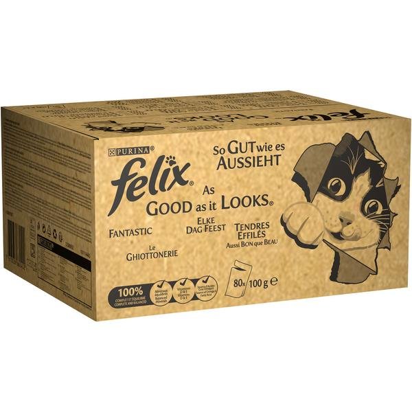 Felix Fantastix MP hovězí kuře tuňák treska v želé 80 x 100 g
