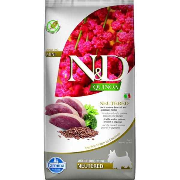 N&D Quinoa DOG Neutered Duck&Broccoli&Asp. Mini 7kg